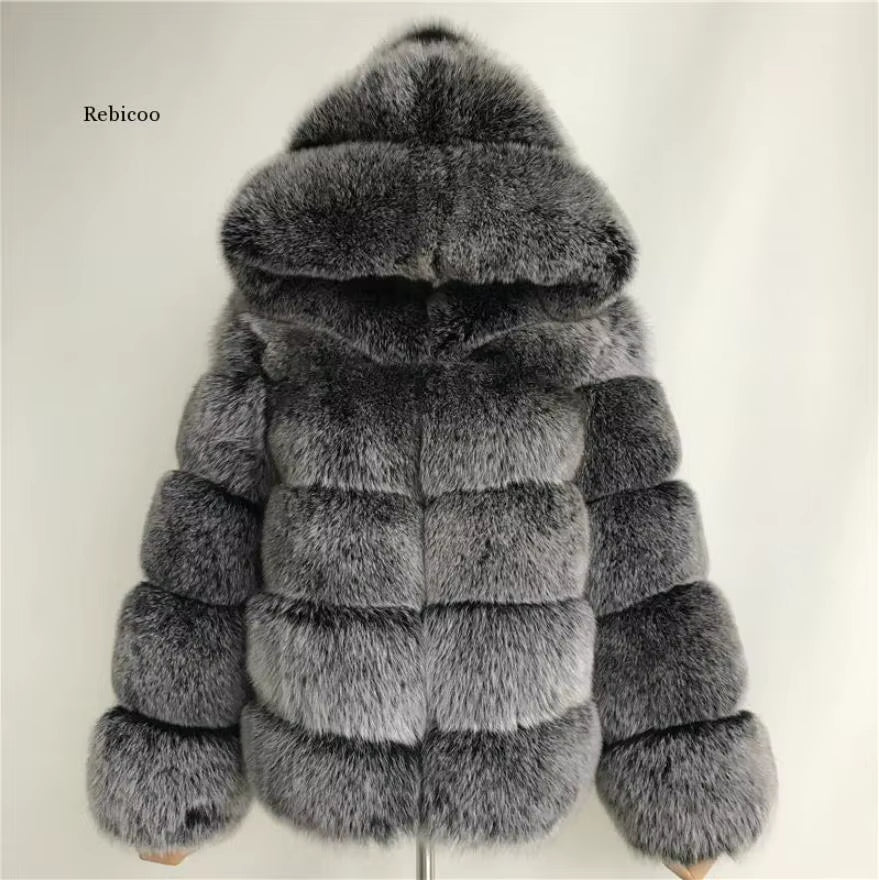 Elegant Eco-Friendly Fur Winter Fox Fur Coat