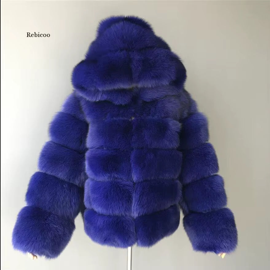 Elegant Eco-Friendly Fur Winter Fox Fur Coat