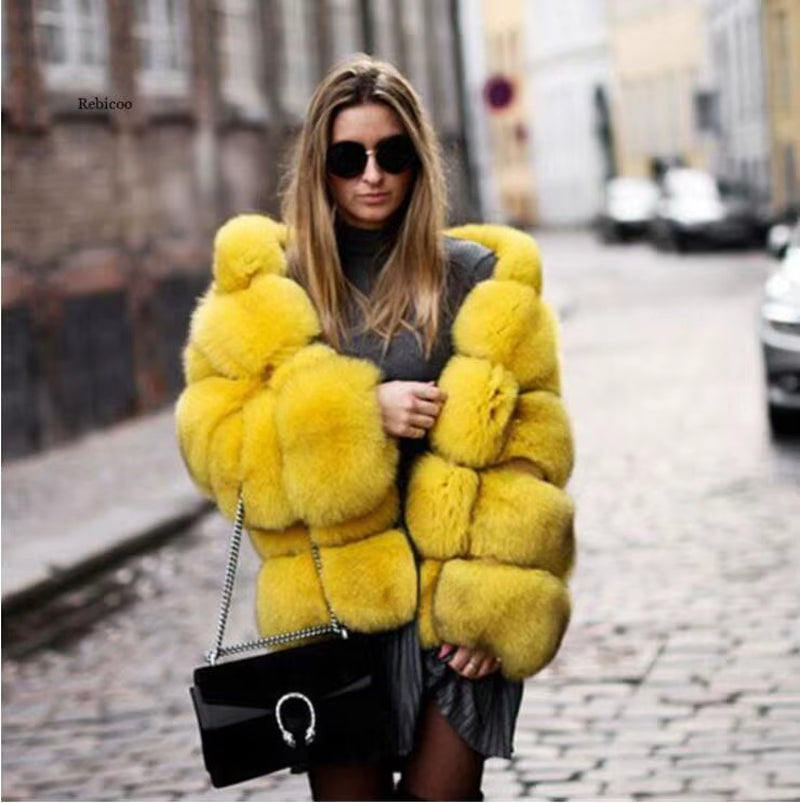 Elegant Eco-Friendly Fur Winter Fox Fur Coat