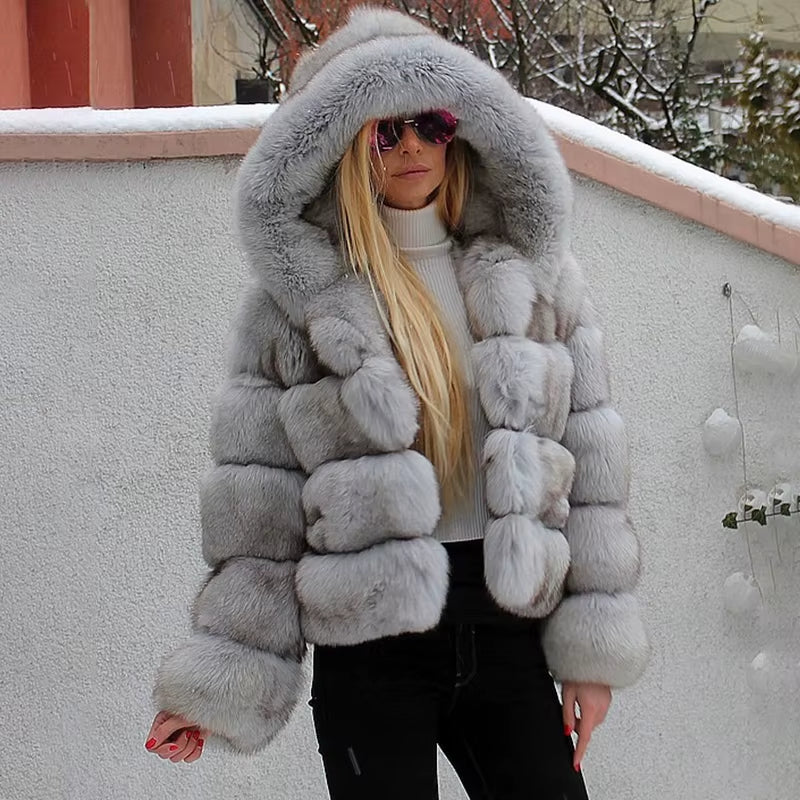 Elegant Eco-Friendly Fur Winter Fox Fur Coat