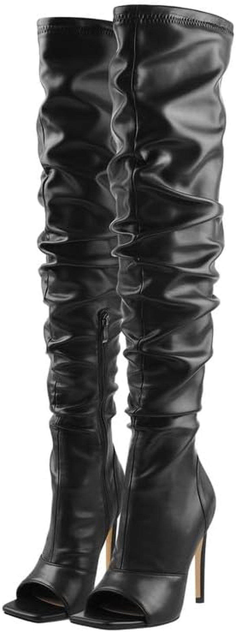 Boats-Women's Stiletto Heel Zipper Knee/Thigh High Boots Peep/Close Toe Pull on Long Boots