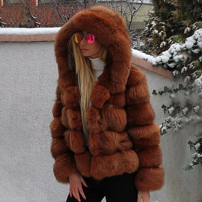 Elegant Eco-Friendly Fur Winter Fox Fur Coat