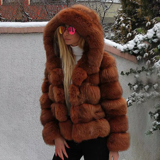 Elegant Eco-Friendly Fur Winter Fox Fur Coat