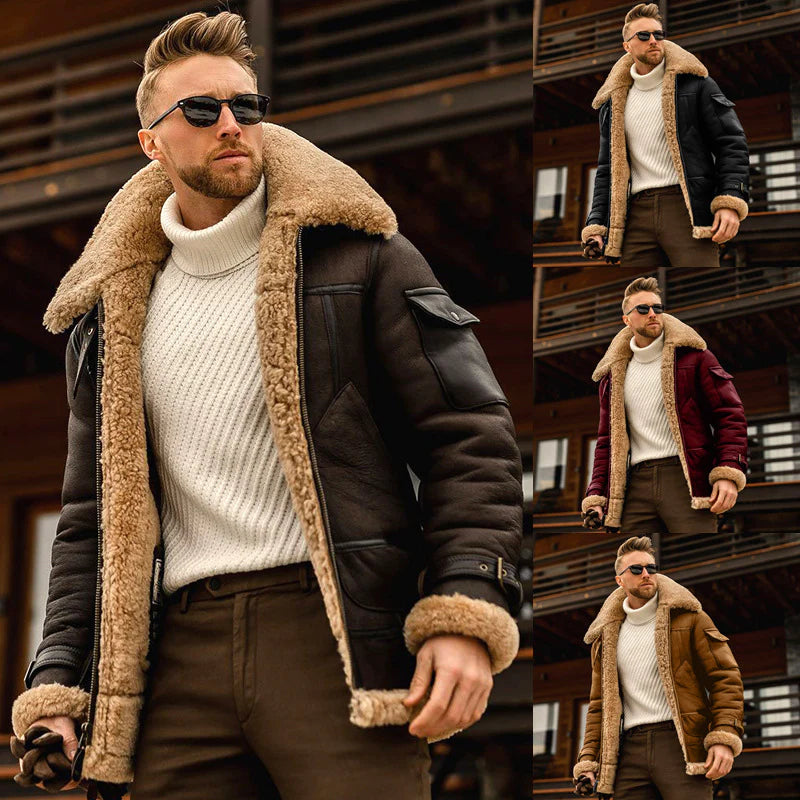 Coat-Men's Military Fleece Warm Collar Coat