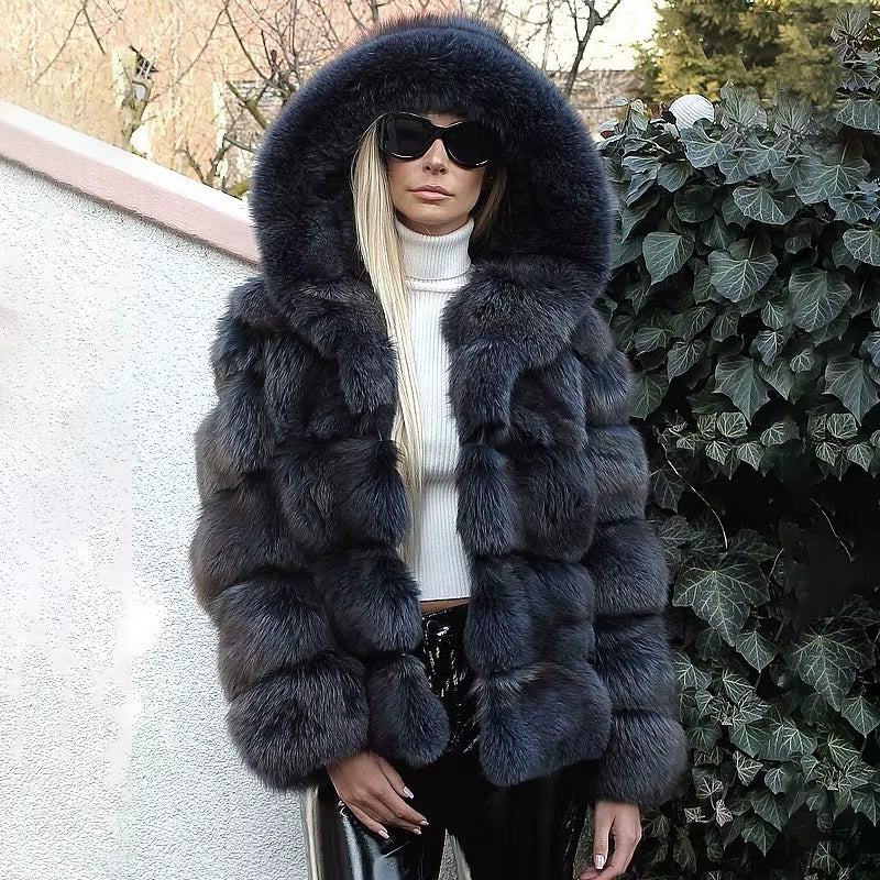 Elegant Eco-Friendly Fur Winter Fox Fur Coat