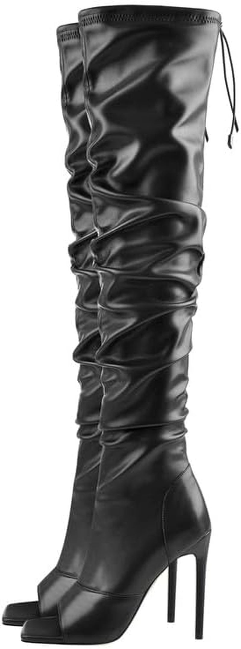 Boats-Women's Stiletto Heel Zipper Knee/Thigh High Boots Peep/Close Toe Pull on Long Boots