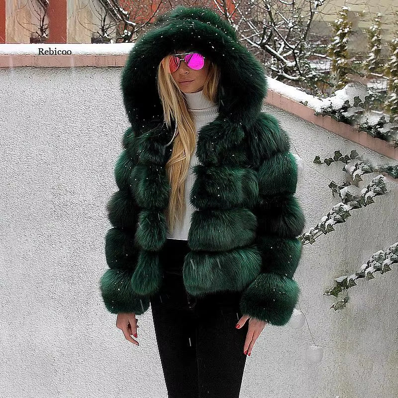 Elegant Eco-Friendly Fur Winter Fox Fur Coat